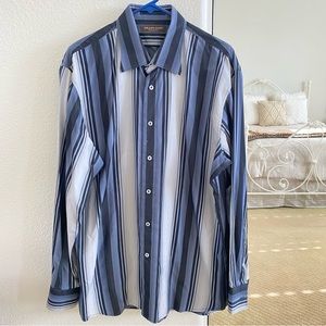 Men's Blue Striped Tommy Bahama Dress Shirt Size Large